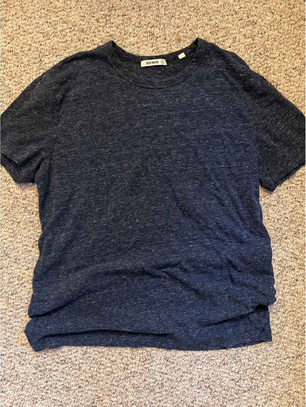 Buck Mason blue heather soft tee shirt mens S, womens M